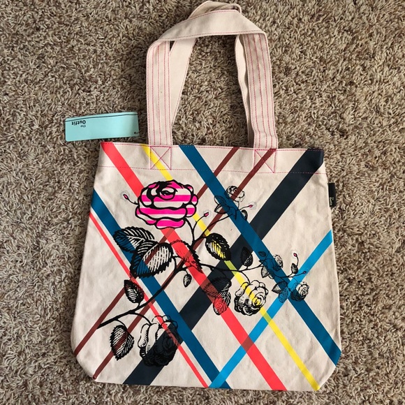 the outfit Handbags - sturdy canvas tote with rose design